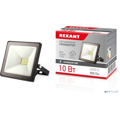 Rexant 605-001 Прожектор светодиодный 10 Вт 200–260В IP65 800 лм 6500 K холодный свет