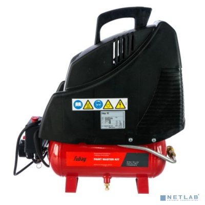 FUBAG PAINT MASTER KIT Компрессор+набор из 3 предметов [8213875KOA609 (8213875KOA538)] {Реси- вер, л 6 Произ- водит., л/мин 180 Давле- ние, бар 8 Мощность, кВт1.1 Напря- жение, В 220 Вес, кг 12.4}