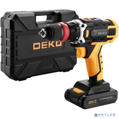 Аккумуляторная дрель-шуруповерт DEKO DKCD20FU-Li SET 3 со съемным патроном в кеи?се + оснастка 13шт,[063-4177]