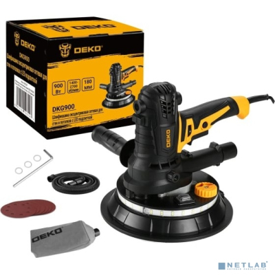 Шлифмашина эксцентриковая сетевая DEKO DKG900, 180 мм, 900 Вт, для стен и потолков, с LED подсветкой [063-2207]