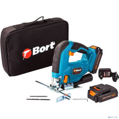 Bort Лобзик аккумуляторный BPS-18Li-Q {18 В; 1,5 Ач; Li-Ion ; батарей 2 шт; 3000 об/мин; 20 мм; 1,64 кг; 3 (3) кг; 35 x 7 x 23,5; набор аксессуаров 8 шт; гарантия 2 г} [93720384]