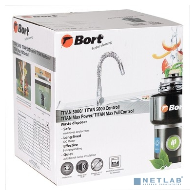 Bort Измельчитель пищевых отходов TITAN MAX Power (FULLCONTROL) {Мощность л.с. 1 ; Мощность 780 Вт; Производительность 5,2 кг/мин; Скорость холостого хода 3500 об/мин; Металл} [3410266]