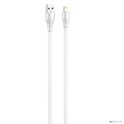 LDNIO LS552/ USB кабель Lightning/ 2m/ 2.1A/ медь: 86 жил/ Плоский/ White