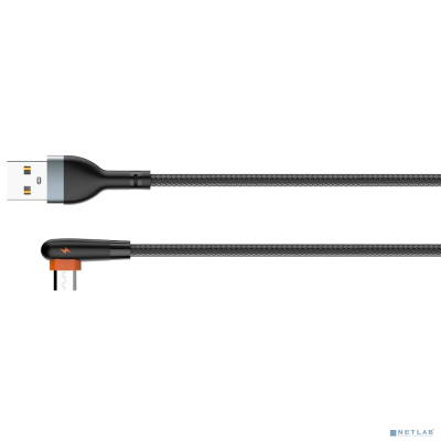 LDNIO LS561/ USB кабель Micro/ 1m/ 2.4A/ медь: 86 жил/ Угловой коннектор/ Нейлон/ Black&Orange