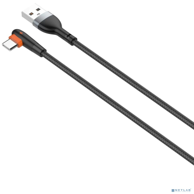 LDNIO LS561/ USB кабель Type-C/ 1m/ 2.4A/ медь: 86 жил/ Угловой коннектор/ Нейлон/ Black&Orange