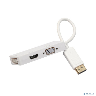ORIENT Кабель-адаптер DisplayPort M C309W -> HDMI/ DVI-I/ VGA, длина 0.2 метра, белый (30742)