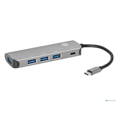 VCOM CU4383 Адаптер концентратор Type-C --> 4 port USB3.0 HUB+PD, Alum Shell VCOM <CU4383>[4895182217720]