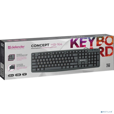 Defender Клавиатура Concept HB-164 { проводная, RU, черный, 104+FN, 1.8м }
