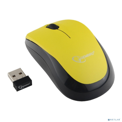 Gembird MUSW-360-LM {Мышь беспроводная, 2.4ГГц, лайм, мини, 3кн, 1000DPI, блистер}