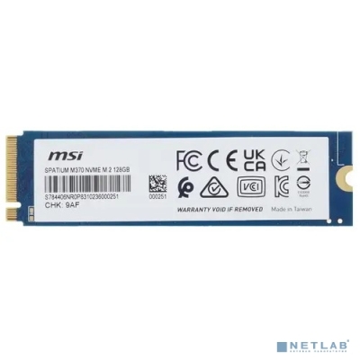 128GB SSD NVMe M.2 MSI SPATIUM M370 (S78-4406NR0-P83) PCIe Gen3x4 with NVMe, 1800/560, IOPS 102/130K, MTBF 1.5M, 3D NAND, 75TBW, 0,32DWPD, RTL