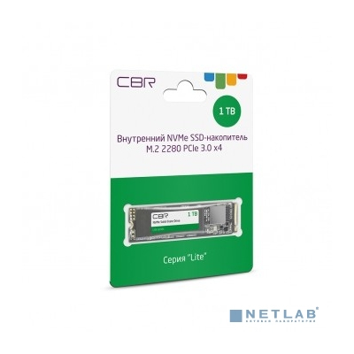 CBR SSD-001TB-M.2-LT22, Внутренний SSD-накопитель, серия "Lite", 1024 GB, M.2 2280, PCIe 3.0 x4, NVMe 1.3, SM2263XT, 3D TLC NAND, R/W speed up to 2300/1800 MB/s, TBW (TB) 500