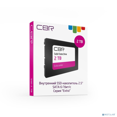 CBR SSD-002TB-2.5-EX21, Внутренний SSD-накопитель, серия "Extra", 2048 GB, 2.5", SATA III 6 Gbit/s, Phison PS3112-S12, 3D TLC NAND, DRAM, R/W speed up to 550/530 MB/s, TBW (TB) 3370