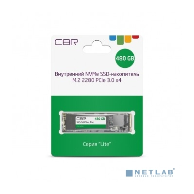 CBR SSD-480GB-M.2-LT22, Внутренний SSD-накопитель, серия "Lite", 480 GB, M.2 2280, PCIe 3.0 x4, NVMe 1.3, SM2263XT, 3D TLC NAND, R/W speed up to 2100/1600 MB/s, TBW (TB) 240