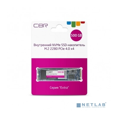 CBR SSD-500GB-M.2-EX22, Внутренний SSD-накопитель, серия "Extra", 500 GB, M.2 2280, PCIe 4.0 x4, NVMe 1.3, Phison PS5016-E16, 3D TLC NAND, DRAM, R/W speed up to 4650/2400 MB/s, TBW (TB) 500
