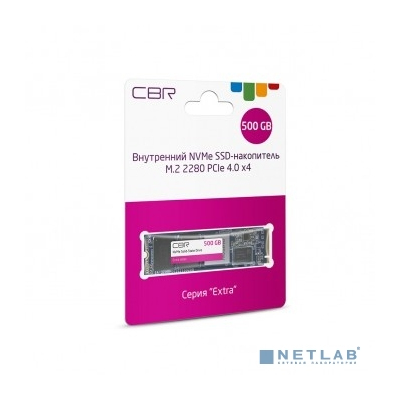 CBR SSD-500GB-M.2-EX22, Внутренний SSD-накопитель, серия "Extra", 500 GB, M.2 2280, PCIe 4.0 x4, NVMe 1.3, Phison PS5016-E16, 3D TLC NAND, DRAM, R/W speed up to 4650/2400 MB/s, TBW (TB) 500