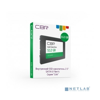 CBR SSD-512GB-2.5-LT22, Внутренний SSD-накопитель, серия "Lite", 512 GB, 2.5", SATA III 6 Gbit/s, SM2259XT, 3D TLC NAND, R/W speed up to 550/520 MB/s, TBW (TB) 256
