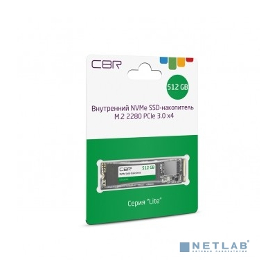 CBR SSD-512GB-M.2-LT22, Внутренний SSD-накопитель, серия "Lite", 512 GB, M.2 2280, PCIe 3.0 x4, NVMe 1.3, SM2263XT, 3D TLC NAND, R/W speed up to 2100/1600 MB/s, TBW (TB) 256