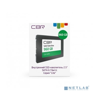 CBR SSD-960GB-2.5-LT22, Внутренний SSD-накопитель, серия "Lite", 960 GB, 2.5", SATA III 6 Gbit/s, SM2259XT, 3D TLC NAND, R/W speed up to 550/520 MB/s, TBW (TB) 480