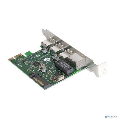 Exegate EX283714RUS Контроллер сетевой EXE-361 PCI-E 2.0, 3*USB3.0 ext + LAN UTP 1000Mbps, раз.доп.пит.OEM)
