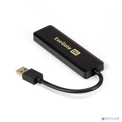 Exegate EX293980RUS USB-Хаб (концентратор) ExeGate DUB-4P/1 (кабель-адаптер USB3.0 --> 4xUSB3.0, Plug&Play, черный)