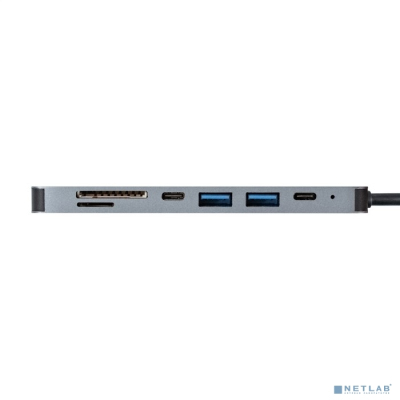Exegate EX293983RUS Док-станция ExeGate DUB-21C/PD/CR/H (кабель-адаптер USB Type-C --> 2xUSB3.0 + Card Reader + PD 100W + HDMI 4K@60Hz, Plug&Play, серый)