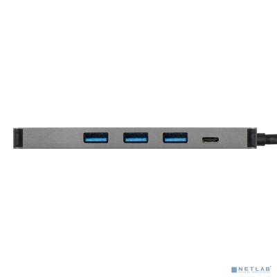 Exegate EX293984RUS Док-станция ExeGate DUB-31C/PD/H (кабель-адаптер USB Type-C --> 3xUSB3.0 + PD 60W + HDMI 4K@30Hz, Plug&Play, серый)