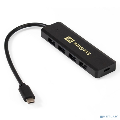 Exegate EX293986RUS USB-Хаб (концентратор) ExeGate DUB-4CP/1 (кабель-адаптер USB Type C --> 4xUSB3.0, Plug&Play, черный)