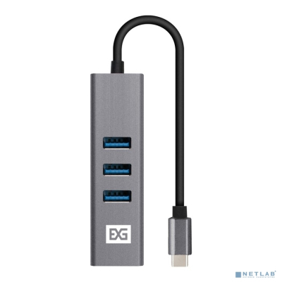 Exegate EX293987RUS USB-Хаб (концентратор) ExeGate DUB-4TC (кабель-адаптер USB Type C --> 4xUSB3.0, Plug&Play, серебристый)