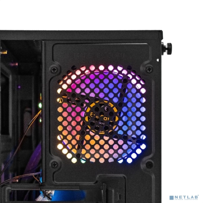 Exegate EX294384RUS Корпус Minitower ExeGate Mistery R2 (mATX, без БП, 2*USB+1*USB3.0, аудио, черный, 1 вент. 12см с RGB подсветкой и полоса на передней панели, боковая панель - закаленное стекло)