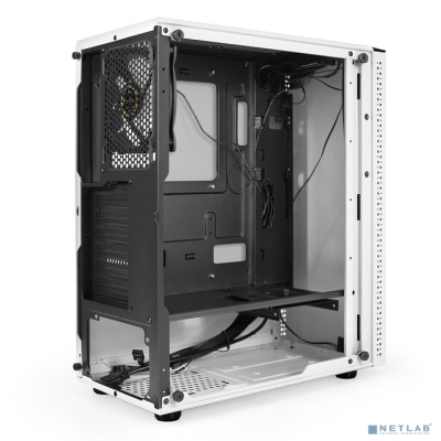 Exegate EX294390RUS Корпус Miditower ExeGate Mistery Z4 White (ATX, без БП, 2*USB+1*USB3.0, HD аудио, белый, вент. 12 см с RGB подсветкой, пылевые фильтры, боковая панель - закаленное стекло)