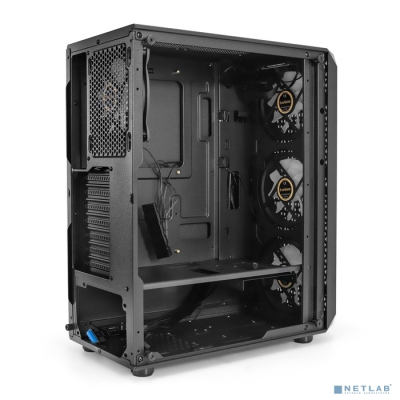 Exegate EX294391RUS Корпус Miditower ExeGate Mistery X4 (ATX, без БП, 2*USB+1*USB3.0, HD аудио, черный, 4 вент. 12см с RGB подсветкой, пылевые фильтры, боковая панель - закаленное стекло)