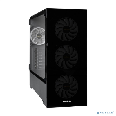 Exegate EX295114RUS Корпус Miditower ExeGate i3 MAX-PPH500 (eATX, БП 500PPH 80+Bronze 12см, 2*USB+1*USB3.0, HD аудио, черный, 4 вент. 12см с RGB подсветкой, контроллер + ПДУ, ARGB MB кабель, пылевые ф