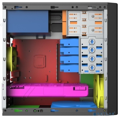 Foxline FL-733R-FZ450R-U32C-PH mATX case, black, w/PSU 450W 12cm, w/2xUSB2.0, w/2xUSB3.0, w/1xType-C (USB2.0), w/2xcombo audio, w/pwr cord, w/o FAN