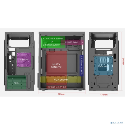 Foxline FZ-017-SX450R-U32 [w/PSU 450W 12cm, w/2xUSB3.0, w/pwr cord, w/o FAN]