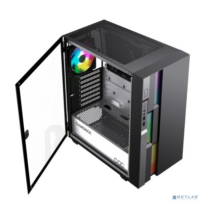 GameMax Корпус Brufen C3 BG без БП, MidiT, ATX, Корич.,черно/серый Зак. стекл., USB 3.0, 1*120; 1*140мм вент.