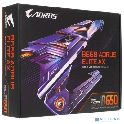 Gigabyte B650 AORUS ELITE AX { Socket AM5, AMD B650, 4xDDR5-5200, HDMI+DP, 3xPCI-Ex16, 4xSATA3(RAID 0/1/10), 3xM.2, 8 Ch Audio, 2.5GLan, WiFi, (4+4)xUSB2.0, (7+2)xUSB3.2, (0+1)xUSB3.2 Type-C™, ATX}