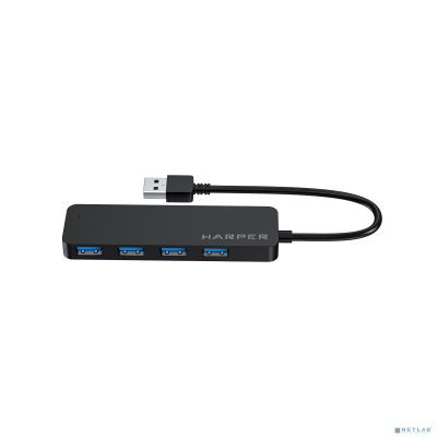 HARPER HUB-04P Black USB-концентратор, Интерфейс: 4 х USB 3.2, 1 х Micro USB Переходник: USB 3.0 / Type-C, Скорость передачи данных: до 5 Гб/с, Материал корпуса: ABC Пластик, Индикатор работы устройст