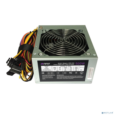 HIPER Блок питания HPM-500 (ATX 2.31, peak 500W, Passive PFC, 120mm fan, power cord) OEM