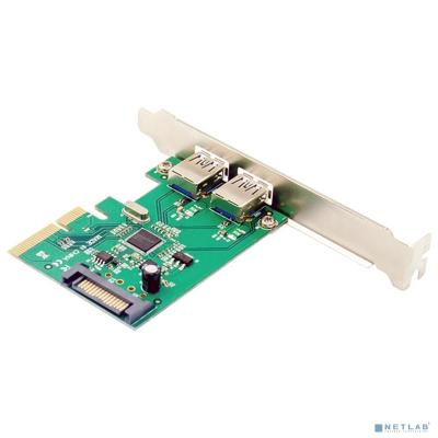 ORIENT AM-31U2PE-2A, Контроллер PCI-Ex4 v3.0, USB 3.2 Gen2 2-port ext Type-A, ASM1142 chipset, разъем доп.питания, в комплекте LP планка крепления (30046)