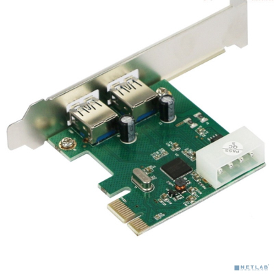 ORIENT AM-3U2PE, Контроллер PCI-Ex1, USB 3.0 2-port ext, ASM1042 chipset, разъем доп.питания, oem (31149)