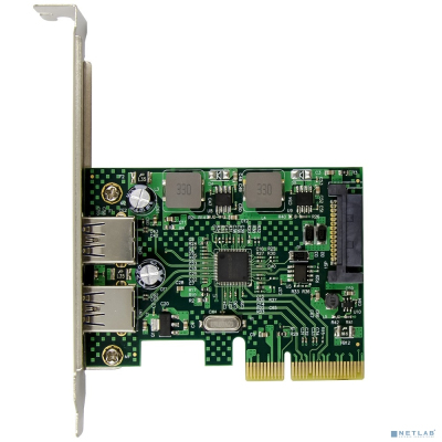 ORIENT AM-U3142PE-2A, Контроллер PCI-Ex4 v3.0, USB 3.2 Gen2, 2-port ext Type-A, ASM3142 chipset, разъем доп.питания, в комплекте LP планка крепления (31272)