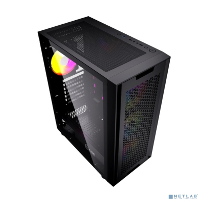 Powercase Alisio Micro X4B, Tempered Glass, 4х 120mm 5-color fan, чёрный, ATX (CAXB_L4)