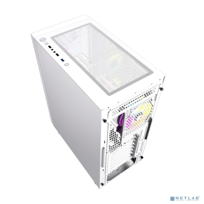 Powercase CAXW-L4 Корпус Alisio X4W, Tempered Glass, 4x 120mm 5-color fan, белый, ATX (CAXW-L4)