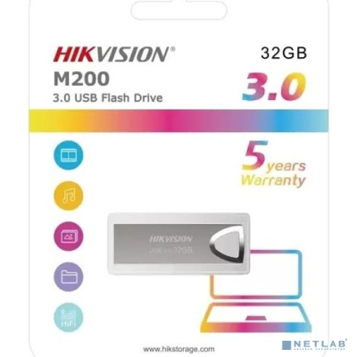 Hikvision USB Drive 32GB M200 HS-USB-M200(S)/32G/U3, USB3.0, серебристый