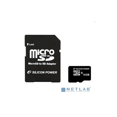 Micro SecureDigital 16Gb Silicon Power SP016GBSTH010V10SP {MicroSDHC Class 10, SD adapter}