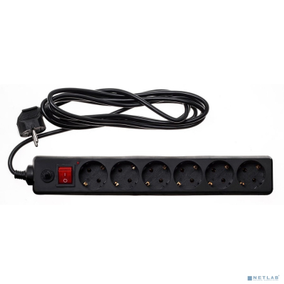 BURO Сетевой фильтр, 6 розеток, 3 метра, (600SH-16-3-B), черный (коробка) {475275}