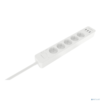 Harper Сетевой фильтр с USB зарядкой UCH-560 White (5 роз.,3м.,3 x USB 2.4A (max 3.4A), 4000W) {H00003014}