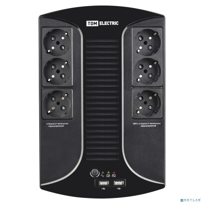 TDM SQ1204-0002 Источник бесперебойного питания ИБП 850 ВА 6 розеток +2USB