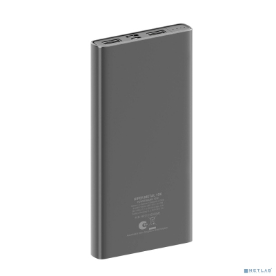Hiper Мобильный аккумулятор Hiper Metal10K 10000mAh 2.4A 2xUSB темно-серый (METAL 10K SPACE GRAY)