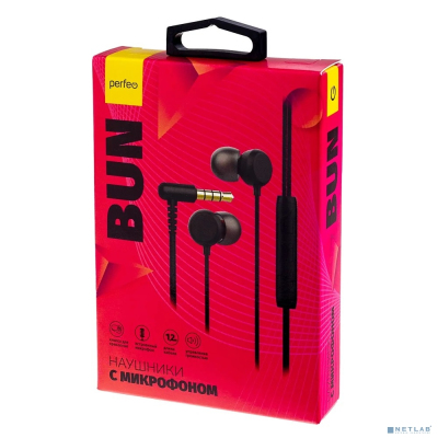 Perfeo наушники внутриканальные c микрофоном BUN черные управление звуком